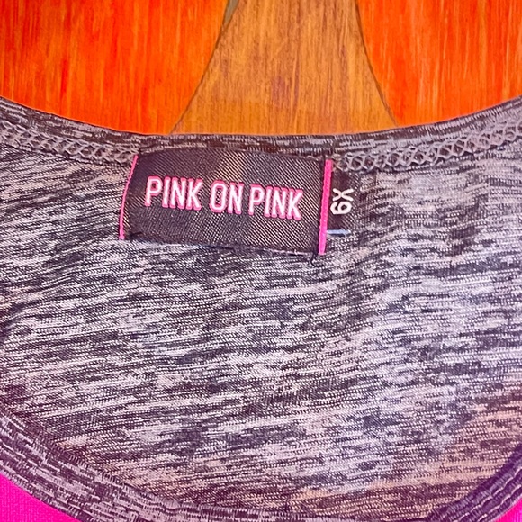Pink On Pink Girls Pink/Gray Athletic Tank Top Size 6x Girls Run - Picture 2 of 3